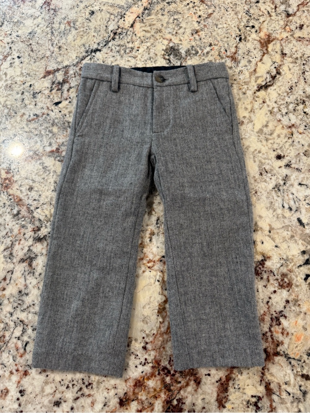 Janie and Jack Boys Grey Herringbone Dress Pants 2T